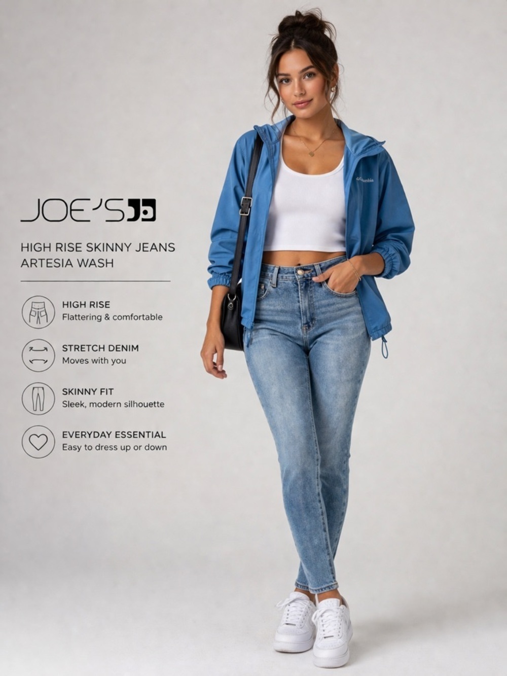 Joe’s Jeans High Rise Skinny Jeans Artesia Wash Blue Stretch Denim W25